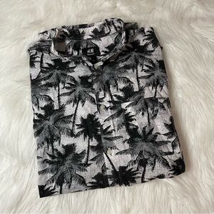 Mens H&M Graphic Palm Tree Button Down Down